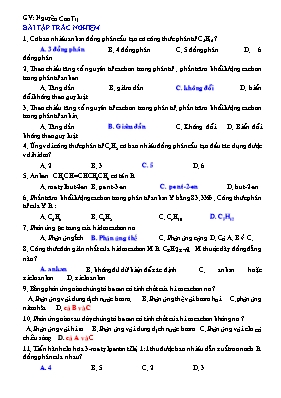 Bài tập trắc nghiệm môn Hóa học 11